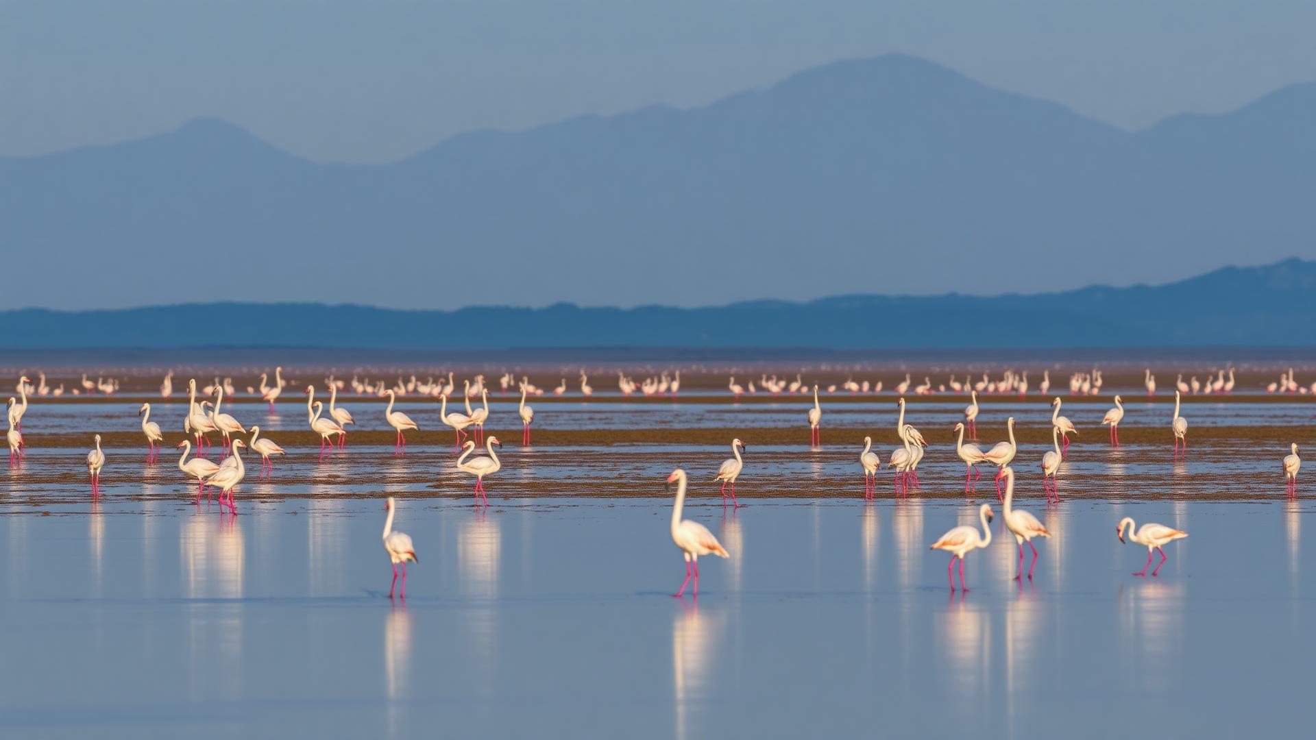 Aves acuáticas en una laguna somera de altura (imagen de referencia)